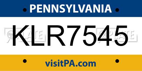 KLR7545 Pennsylvania License Plate