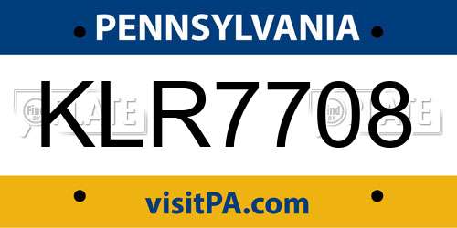 KLR7708 Pennsylvania License Plate