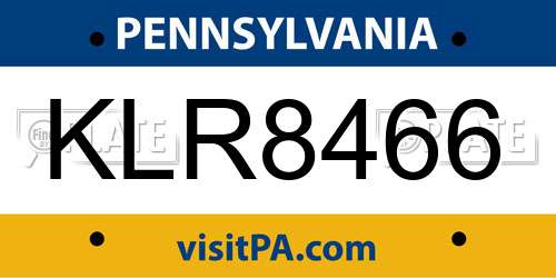KLR8466 Pennsylvania License Plate