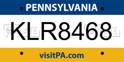 KLR8468 Pennsylvania License Plate