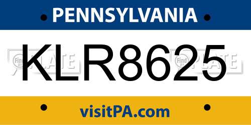KLR8625 Pennsylvania License Plate