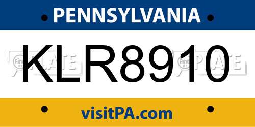 KLR8910 Pennsylvania License Plate