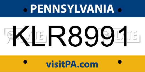 KLR8991 Pennsylvania License Plate