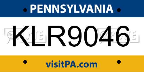 KLR9046 Pennsylvania License Plate