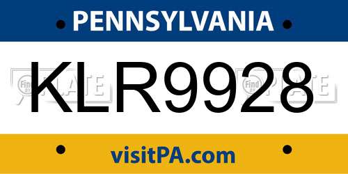 KLR9928 Pennsylvania License Plate