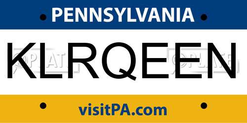 KLRQEEN Pennsylvania License Plate