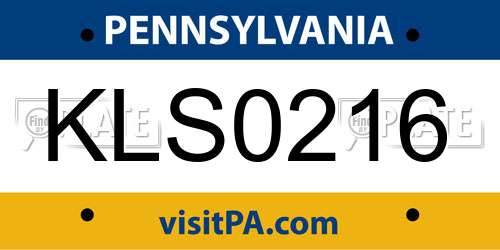 KLS0216 Pennsylvania License Plate
