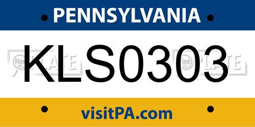 KLS0303 Pennsylvania License Plate