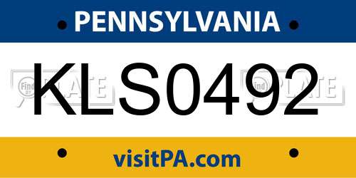 KLS0492 Pennsylvania License Plate