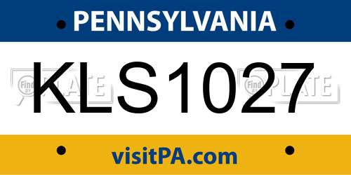 KLS1027 Pennsylvania License Plate