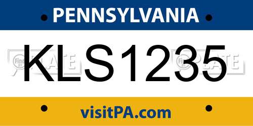 KLS1235 Pennsylvania License Plate