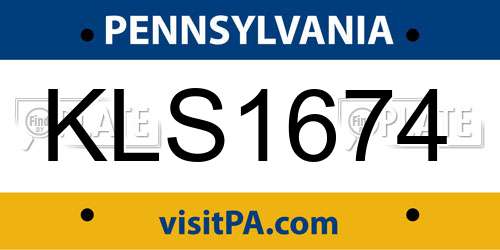 KLS1674 Pennsylvania License Plate