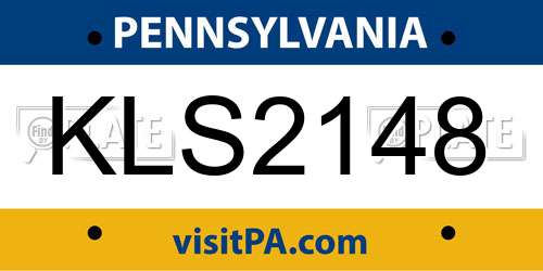KLS2148 Pennsylvania License Plate