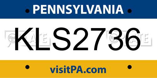 KLS2736 Pennsylvania License Plate