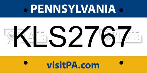 KLS2767 Pennsylvania License Plate