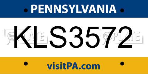 KLS3572 Pennsylvania License Plate