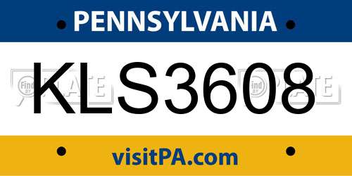 KLS3608 Pennsylvania License Plate