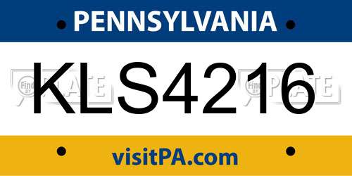 KLS4216 Pennsylvania License Plate