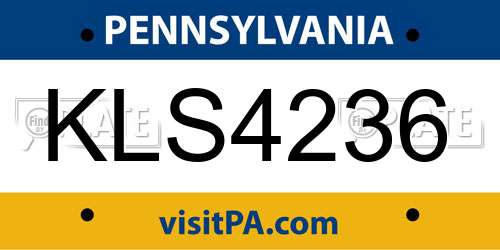 KLS4236 Pennsylvania License Plate