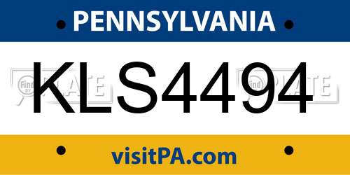 KLS4494 Pennsylvania License Plate