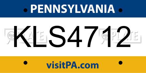 KLS4712 Pennsylvania License Plate