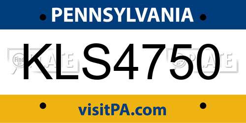 KLS4750 Pennsylvania License Plate
