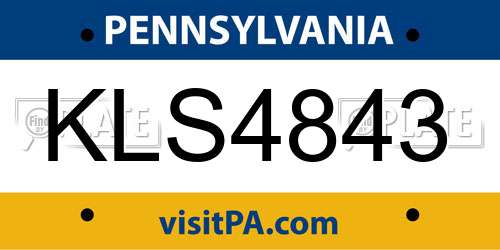 KLS4843 Pennsylvania License Plate