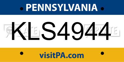 KLS4944 Pennsylvania License Plate