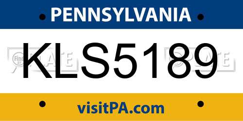 KLS5189 Pennsylvania License Plate