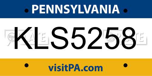 KLS5258 Pennsylvania License Plate