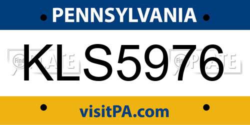KLS5976 Pennsylvania License Plate