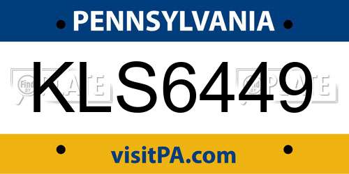KLS6449 Pennsylvania License Plate