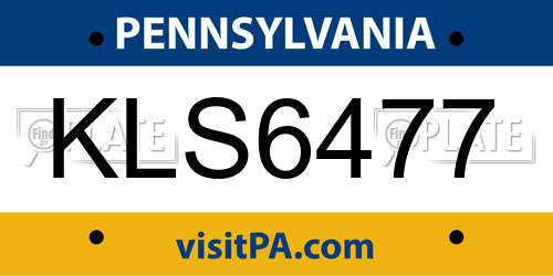 KLS6477 Pennsylvania License Plate