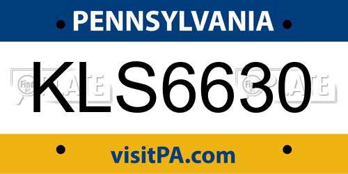 KLS6630 Pennsylvania License Plate
