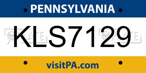 KLS7129 Pennsylvania License Plate