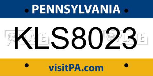 KLS8023 Pennsylvania License Plate