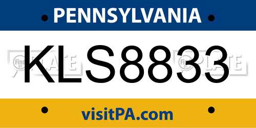 KLS8833 Pennsylvania License Plate
