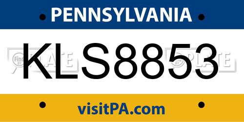 KLS8853 Pennsylvania License Plate