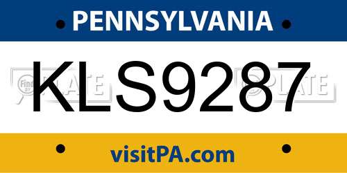 KLS9287 Pennsylvania License Plate