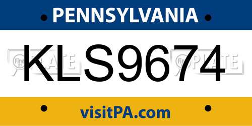 KLS9674 Pennsylvania License Plate