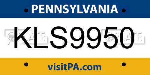 KLS9950 Pennsylvania License Plate