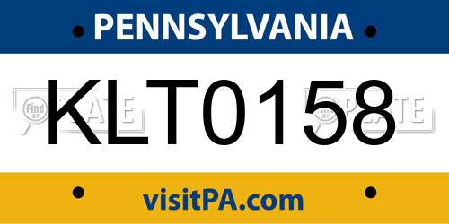 KLT0158 Pennsylvania License Plate