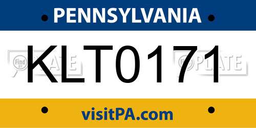 KLT0171 Pennsylvania License Plate