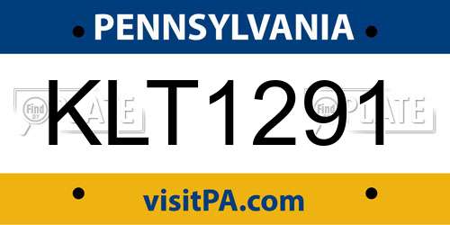 KLT1291 Pennsylvania License Plate