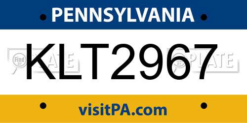 KLT2967 Pennsylvania License Plate