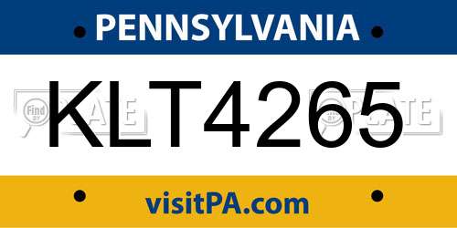 KLT4265 Pennsylvania License Plate