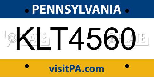 KLT4560 Pennsylvania License Plate