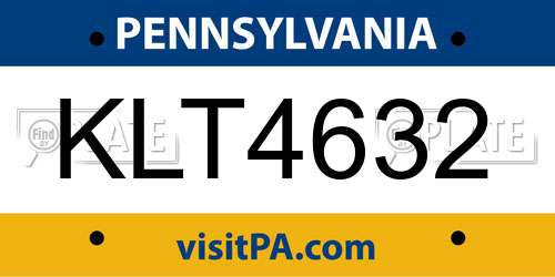 KLT4632 Pennsylvania License Plate