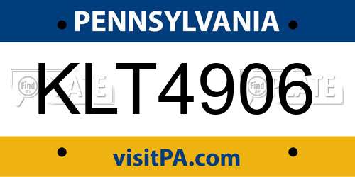 KLT4906 Pennsylvania License Plate