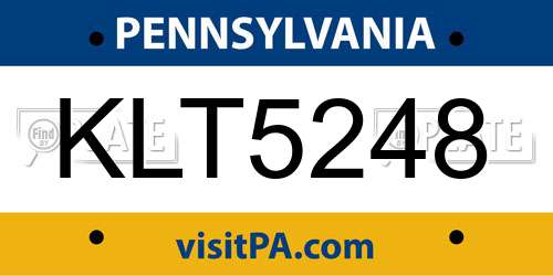 KLT5248 Pennsylvania License Plate
